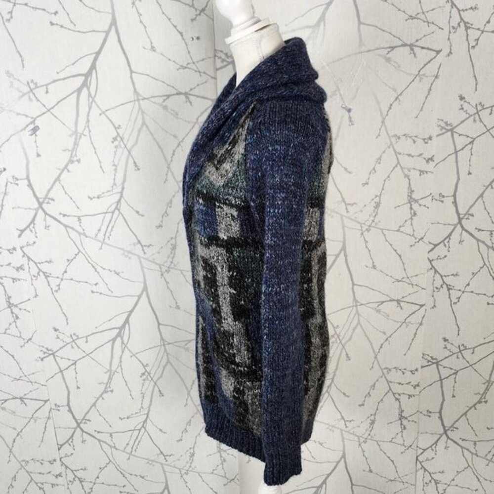 Wilfred Free Wool Alpaca Blend Chunky Knit Zip Up Shawl Collar Sweater - Picture 3 of 6